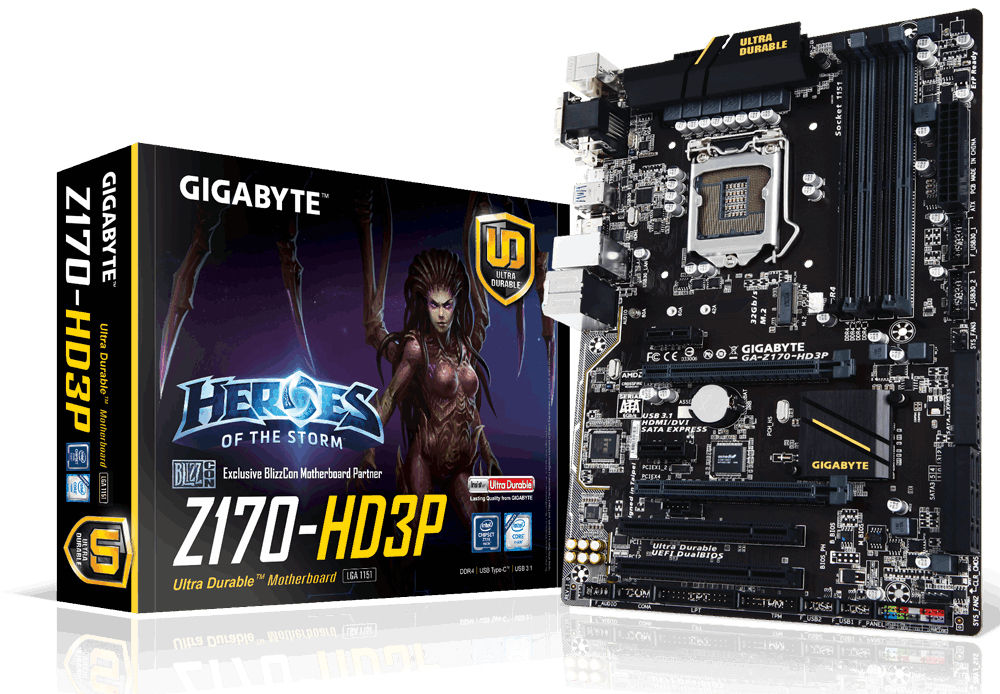 GIGABYTE GA-Z170-HD3P (rev. 1.0) Intel® Z170 LGA 1151 (Socket H4) ATX