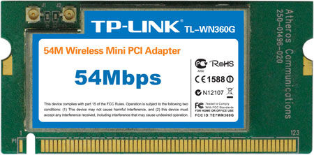 TP-Link 54Mbps Wireless Mini PCI Adapter 54 Mbit/s