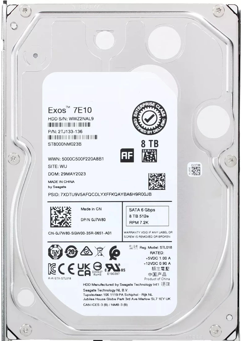 2TJ133-136 - Seagate Exos 7E10 8TB 7200RPM SATA 3.5-Inch Hard Drive