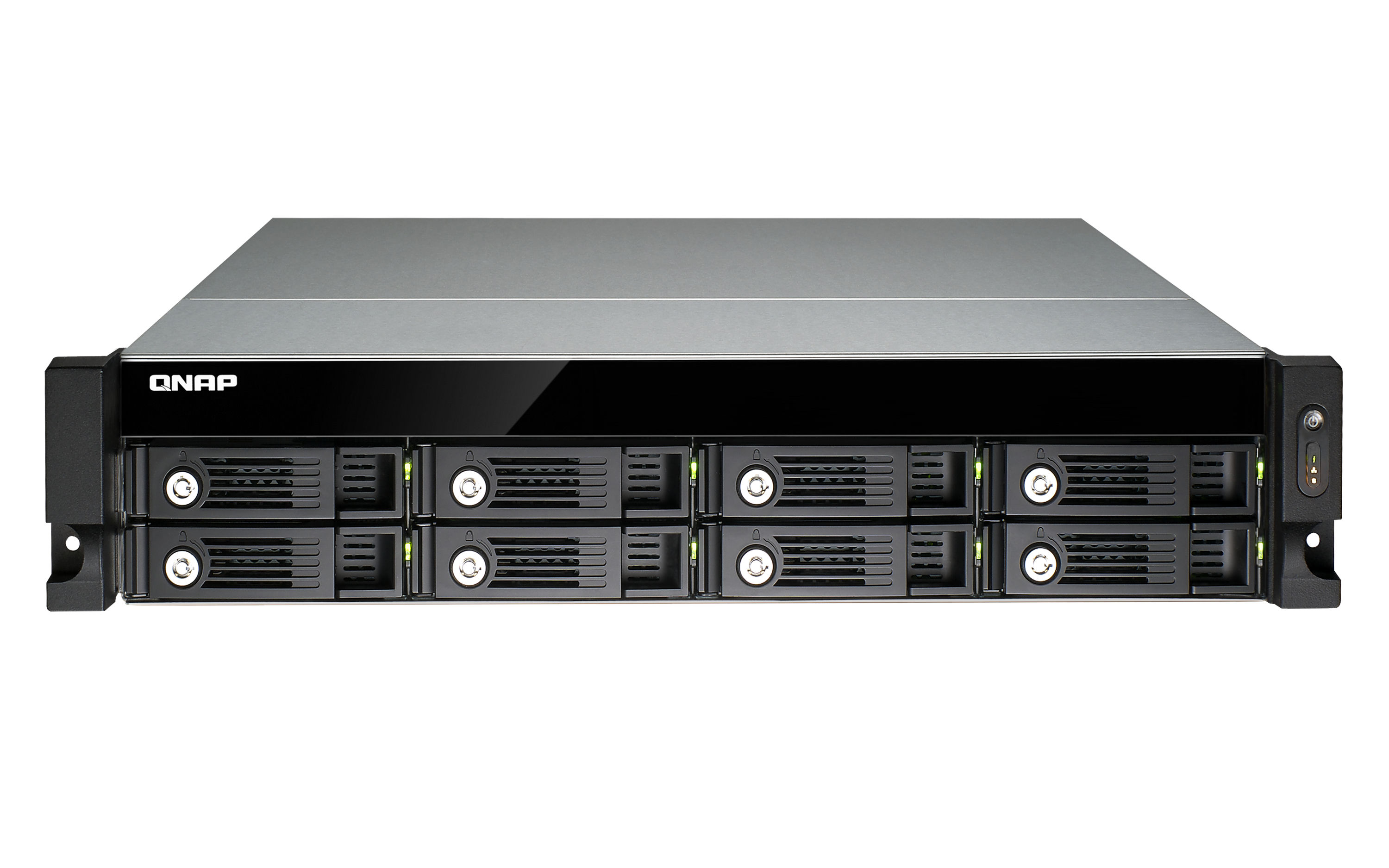 QNAP TS-853U-RP NAS/storage server Rack (2U) Intel® Celeron® 4 GB DDR3L 0 TB QNAP Turbo System Black, Grey