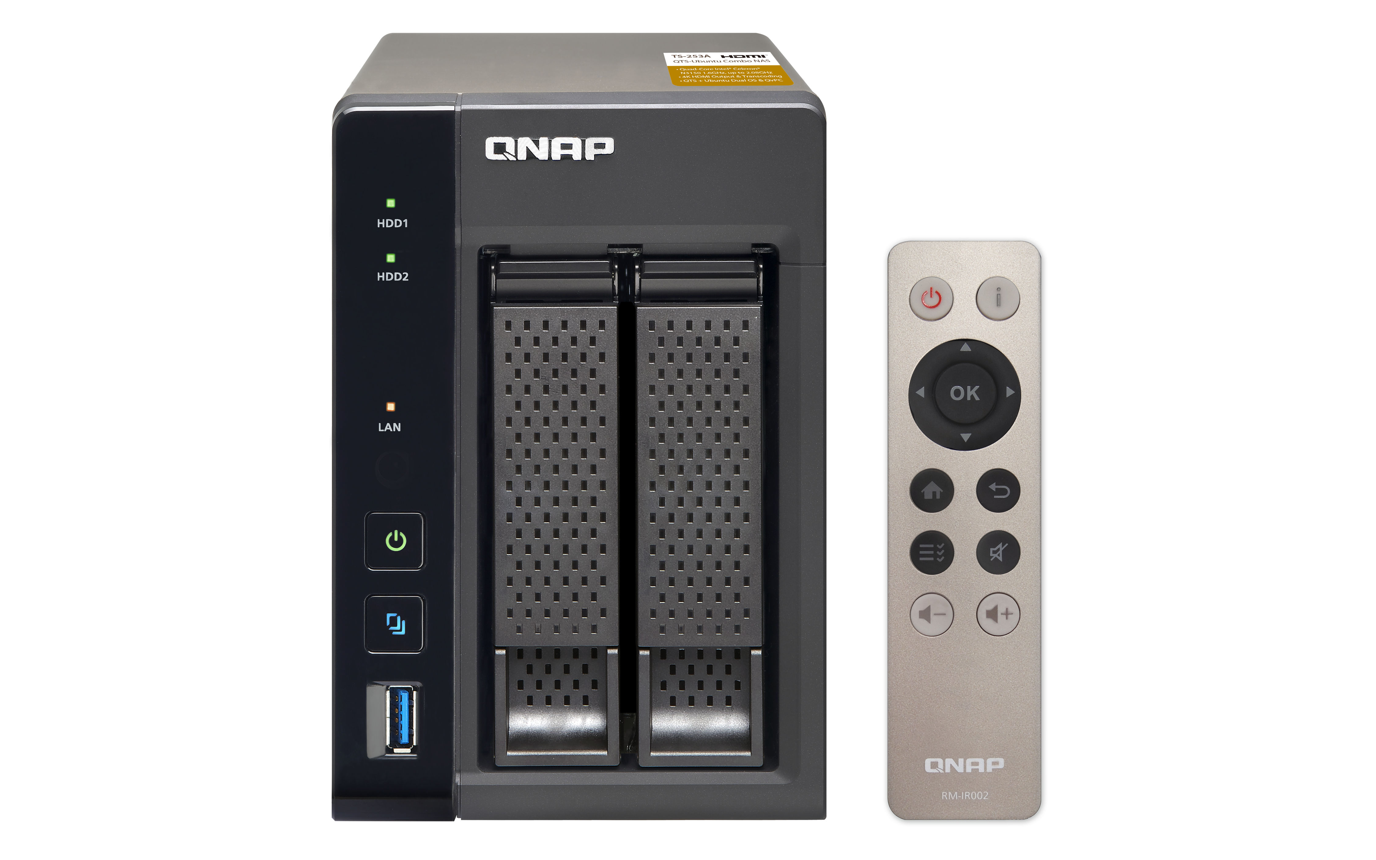 QNAP TS-253A NAS/storage server Tower Intel® Celeron® N3150 4 GB DDR3L 0 TB QNAP Turbo System Aluminium, Black