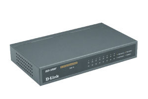 D-Link 7-port TP 10/100Mbps + 1-port 100BaseFX fiber, desktop switch - External PSU