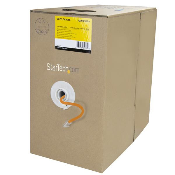 StarTech.com Bulk Cat 5e Ethernet Cable - 1000 ft. - Stranded - Orange