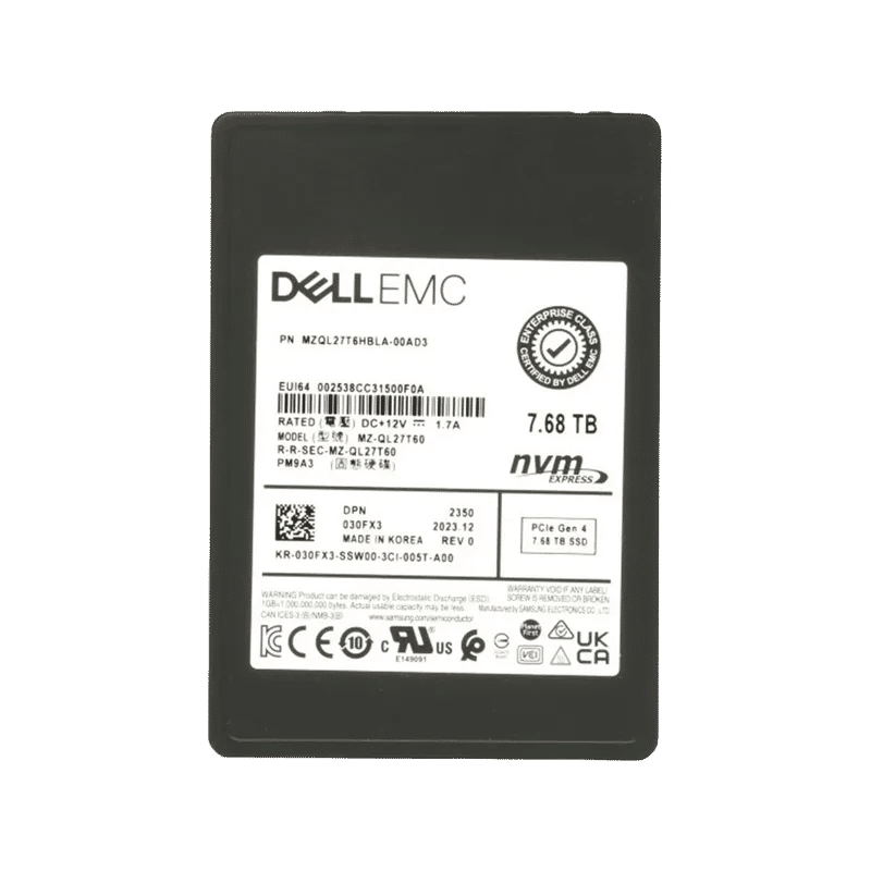 30FX3 - Dell 7.68TB PCI Express NVMe TLC 2.5" Solid State Drive