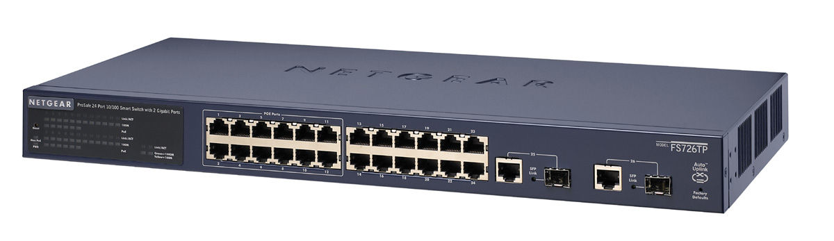 NETGEAR ProSafe 24-Port 10/100 Smart Switch + 2 Gigabit Ports & PoE Managed Power over Ethernet (PoE)