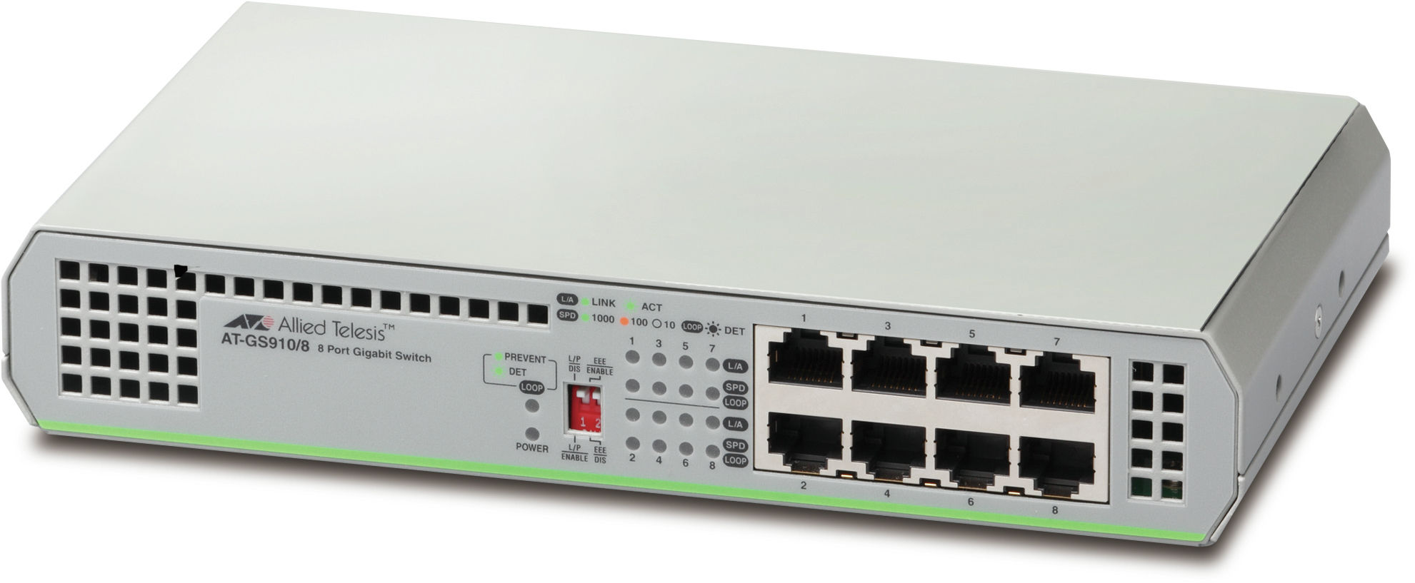 Allied Telesis GS910/8 Unmanaged Gigabit Ethernet (10/100/1000) Grey