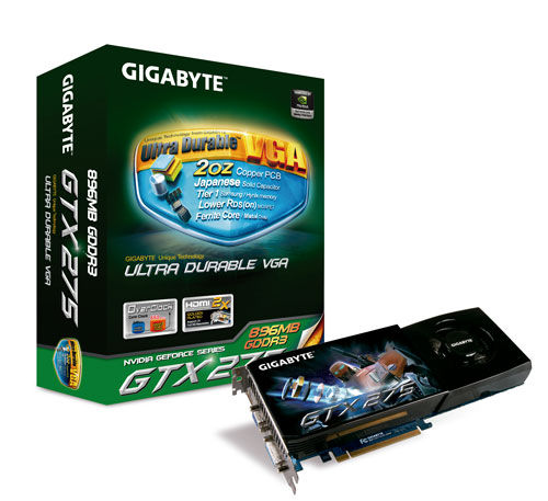 GIGABYTE GV-N275UD-896I graphics card GeForce GTX 275 GDDR3
