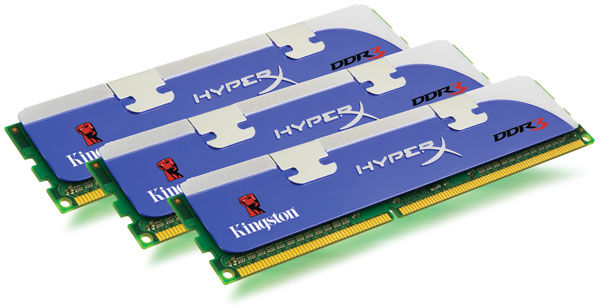 HyperX 3GB, 2000MHz, DDR3, Non-ECC, CL8 (8-8-8), DIMM (Kit of 3), Intel XMP Tall HS memory module 3 x 1 GB 240-pin DIMM
