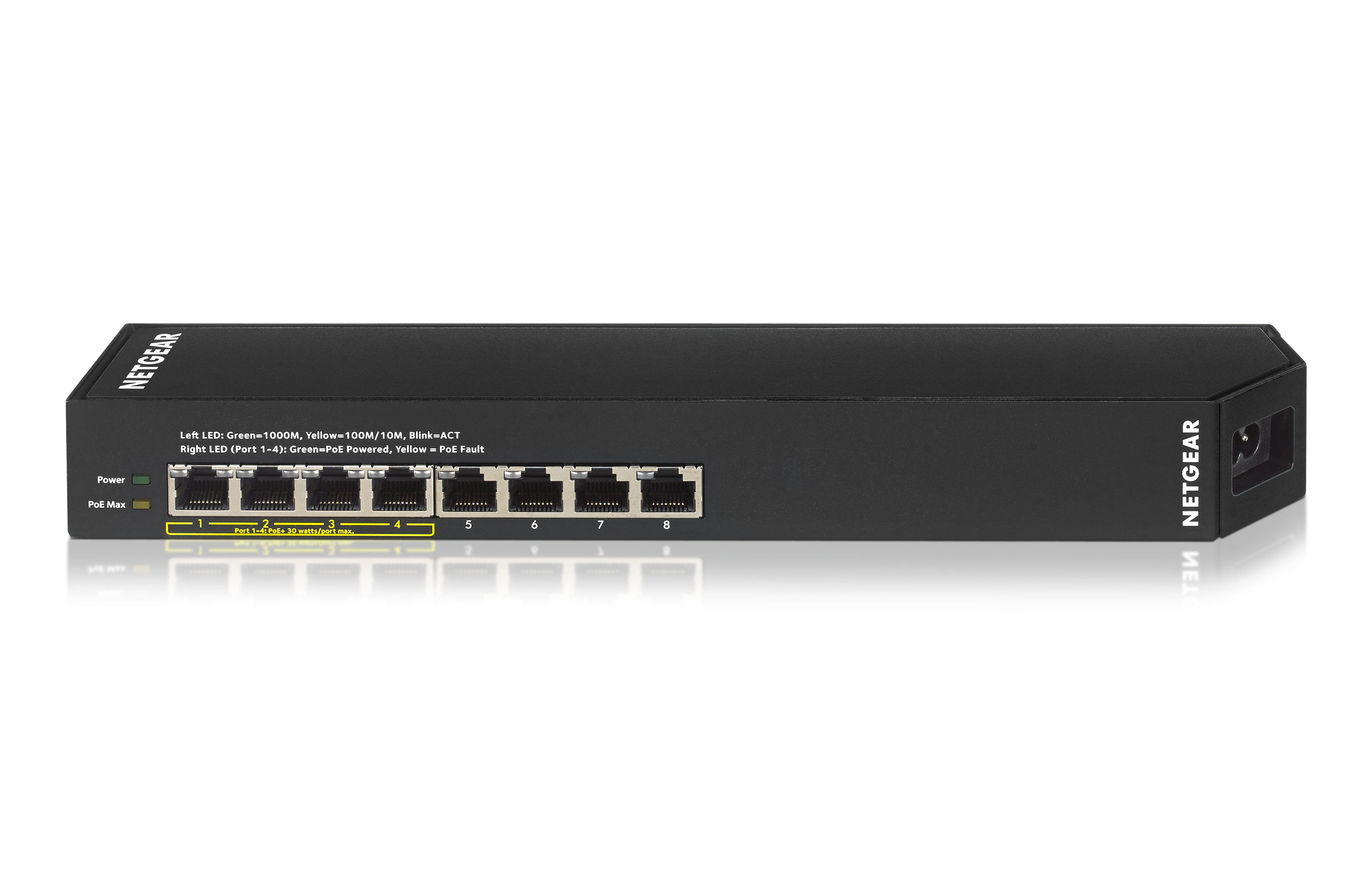 NETGEAR GSS108EPP Managed L2 Gigabit Ethernet (10/100/1000) Power over Ethernet (PoE) Black
