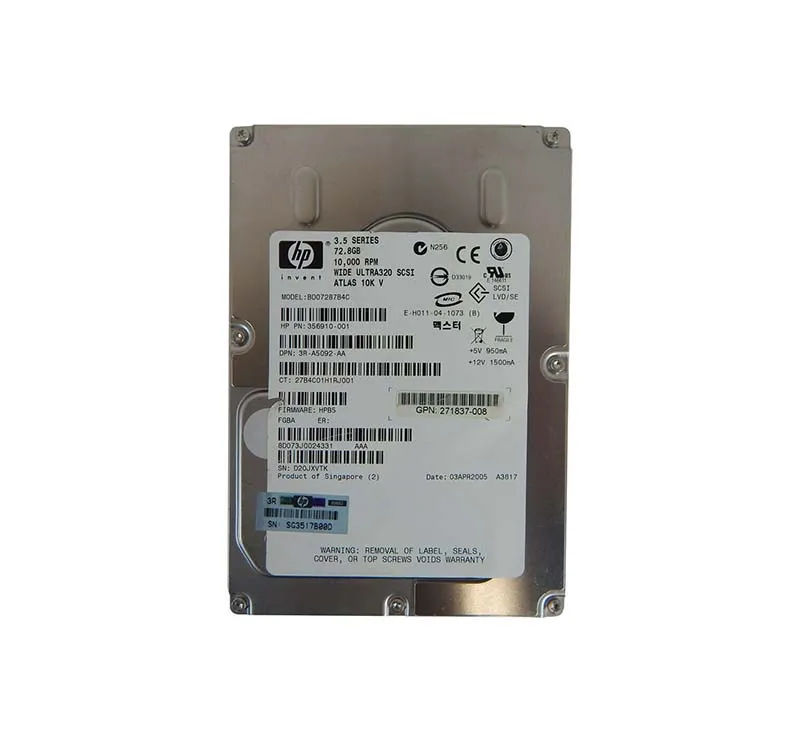 356910-001 - HP 72.8GB 10000RPM SCSI 320MB/s 3.5-in Hard Drive