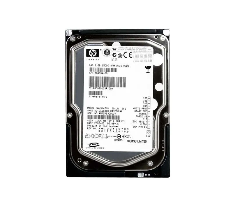 364334-001 - HP 146GB 15000RPM SCSI 320MB/s 3.5-in Hard Drive