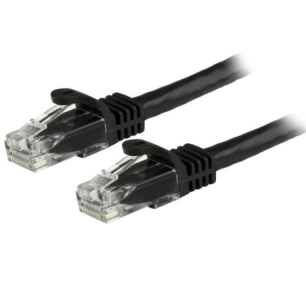 StarTech.com 1ft CAT6 Ethernet Cable - Black CAT 6 Gigabit Ethernet Wire -250MHz 100W PoE RJ45 UTP Network/Patch Cord Snagless w/Strain Relief Individually Tested