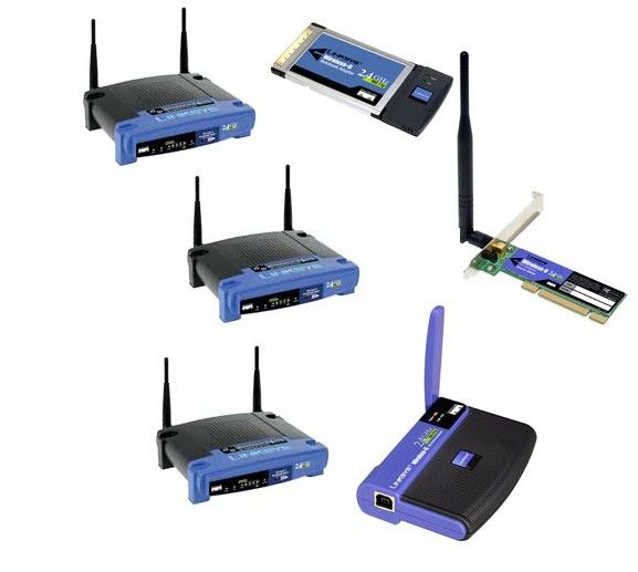 Linksys 3xWireless-G Broadband Router + Wireless-G PCI Adapter + Wireless-G Notebook Adapter + Wireless-G USB Network Adapter wireless router
