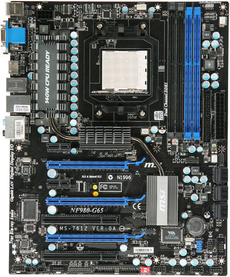 MSI NF980-G65 motherboard NVIDIA nForce 980a SLI Socket AM3 ATX