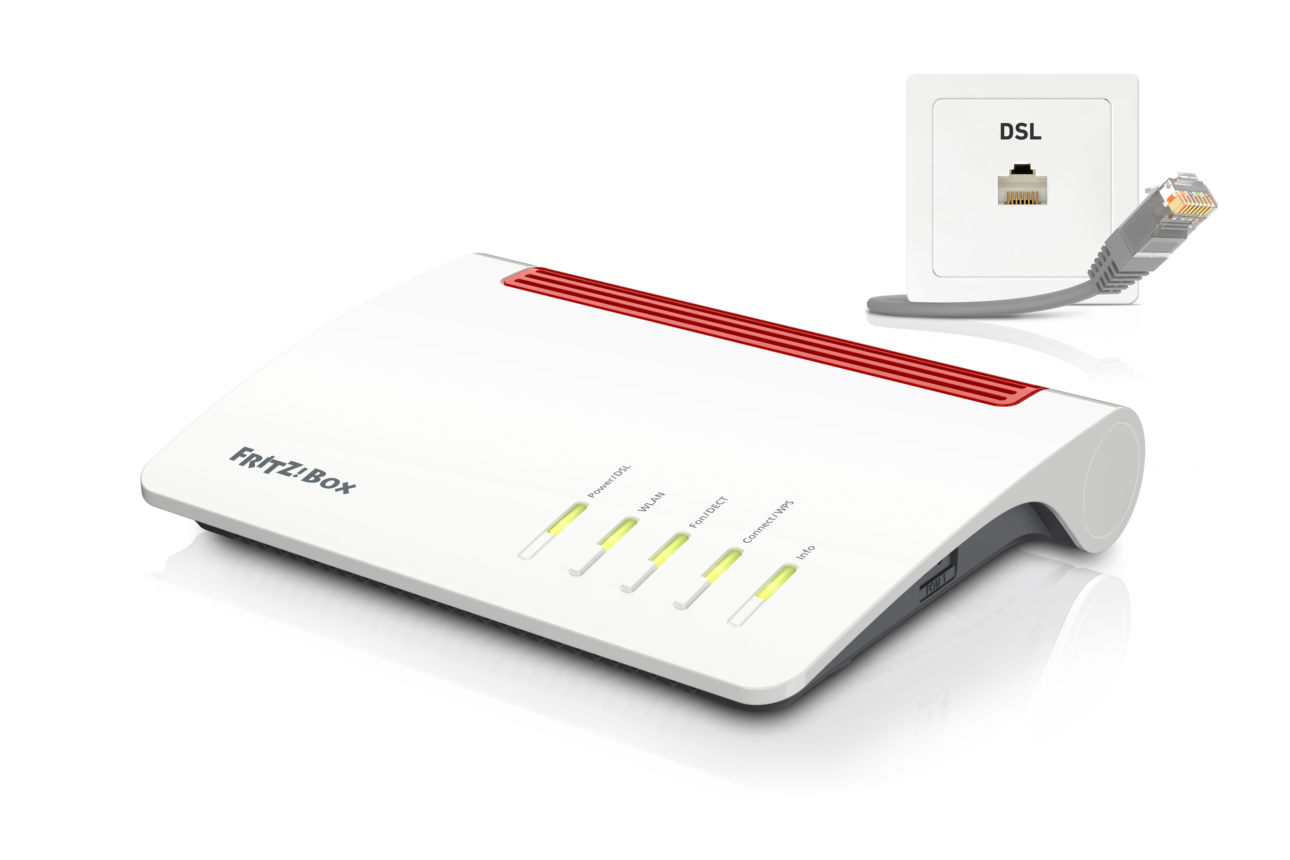 Box FRITZ! 7590 wireless router Gigabit Ethernet Dual-band (2.4 GHz / 5 GHz) Grey, Red, White