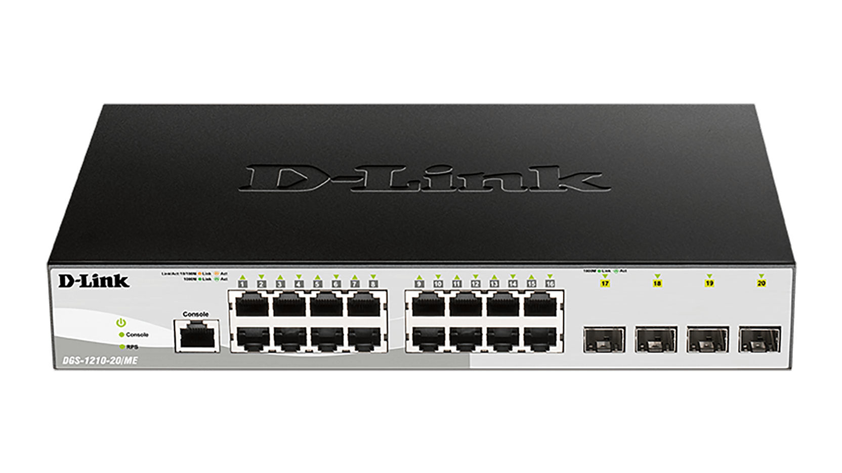 D-Link DGS-1210/ME Managed L2/L3 Gigabit Ethernet (10/100/1000) 1U Black, Silver