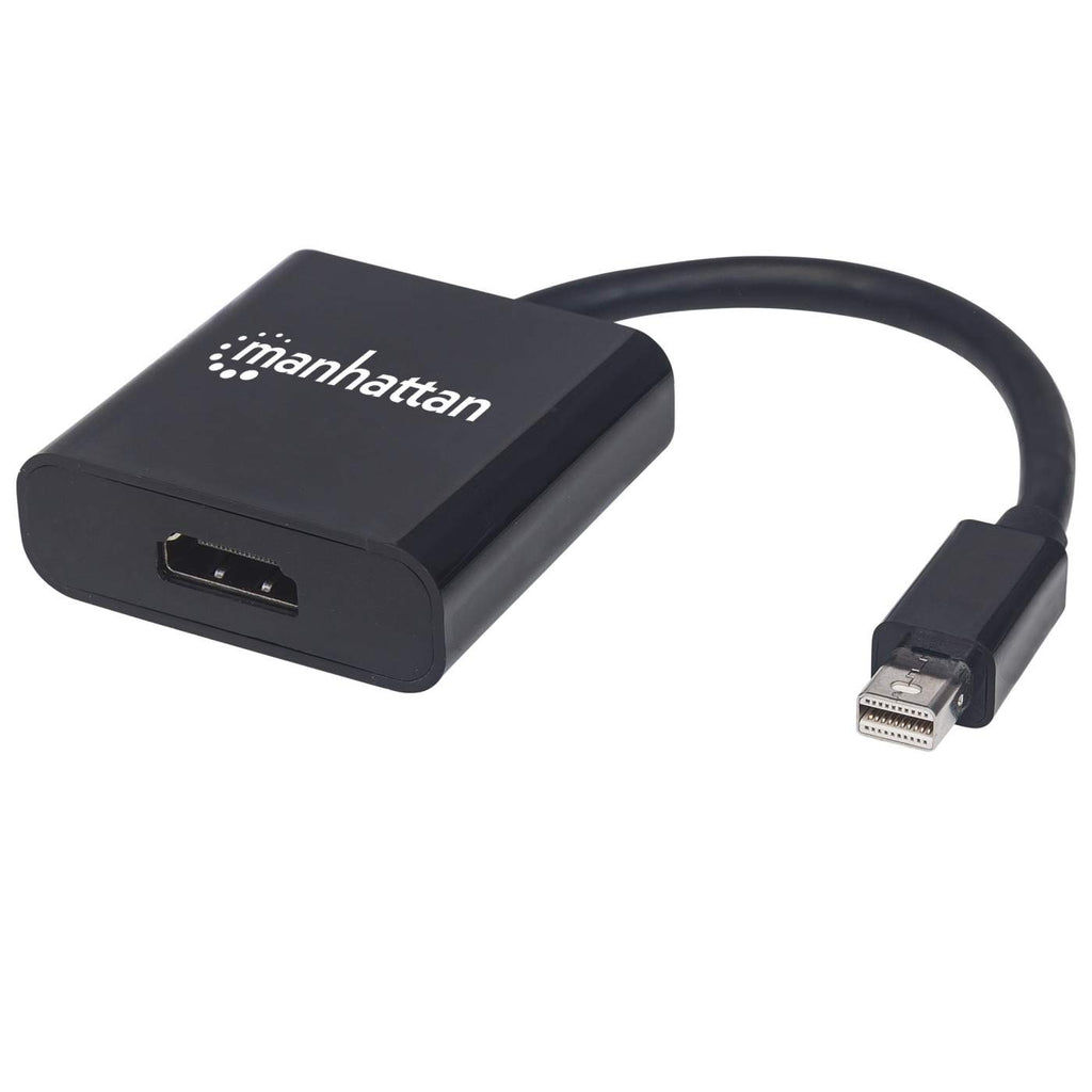 Manhattan Mini DisplayPort 1.2a to HDMI Adapter Cable, 4K@60Hz, Active, 19.5cm, Male to Female, Black, Not Bi-Directional, Three Year Warranty