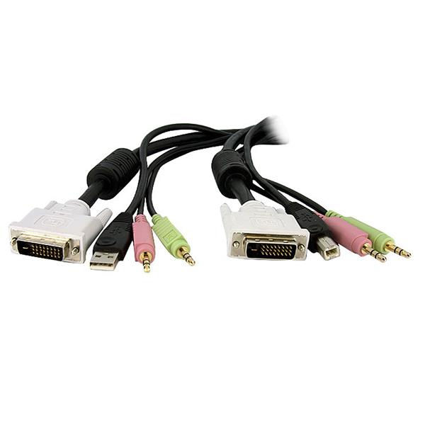 StarTech.com 15ft 4-in-1 USB Dual Link DVI-D KVM Switch Cable w/ Audio & Microphone