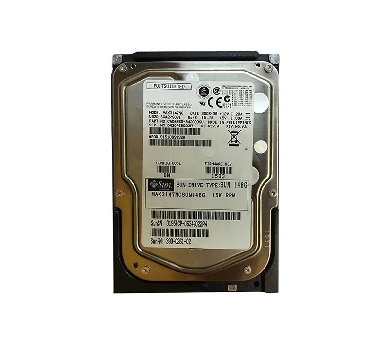 390-0261 - Sun 146GB 15000RPM SCSI 320MB/s 3.5-in Hard Drive