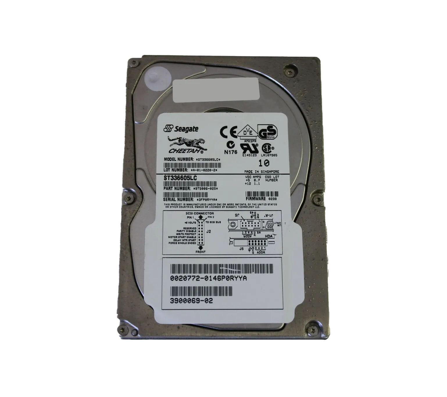 3900069-02 - Sun 36.4GB 10000RPM SCSI 160Mb/s 3.5-in Hard Drive
