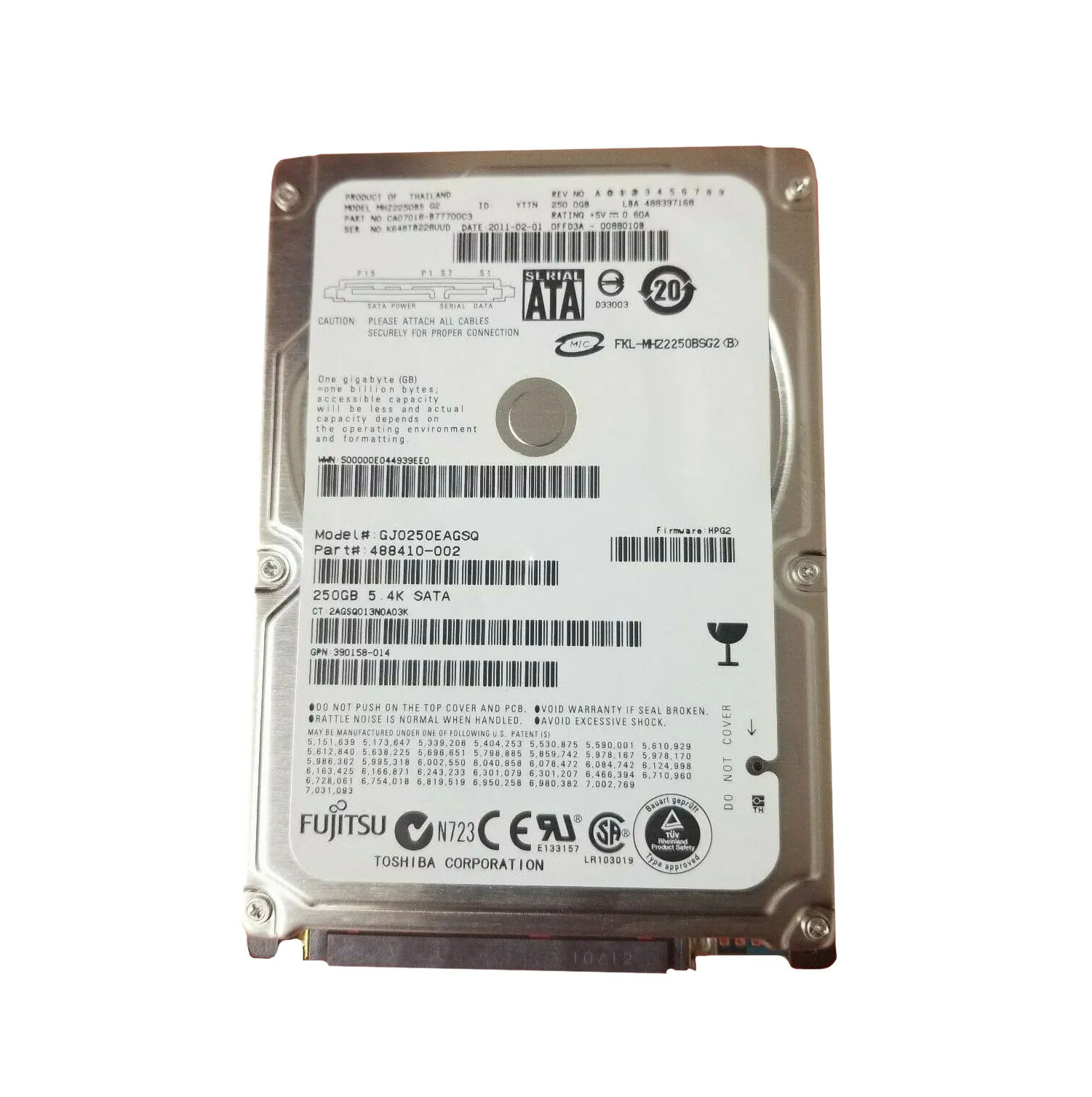 390158-014 - HP 250GB 5400RPM SATA 1.5Gb/s 2.5-in Hard Drive