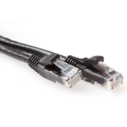 ACT Black 0.5 meter U/UTP CAT6A patch cable snagless with RJ45 connectors
