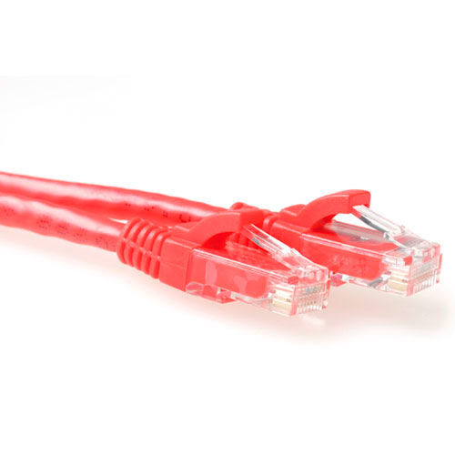 ACT Red 1.5 meter U/UTP CAT6A patch cable snagless with RJ45 connectors