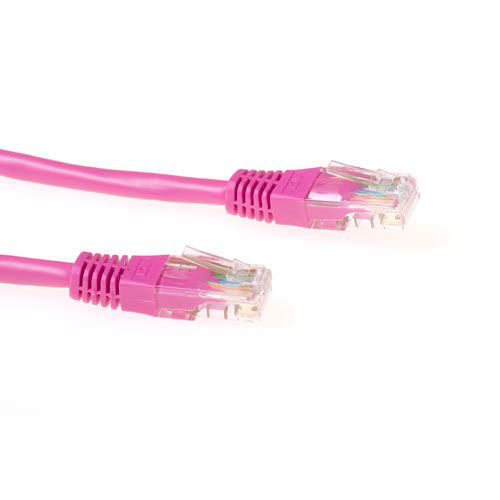 ACT Pink 0.5 meter U/UTP CAT6 patch cable with RJ45 connectors