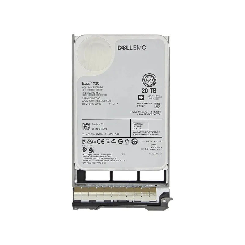 3DJ233-150 - Seagate Exos x20 20TB 7200RPM SAS 3.5-Inch Hard Drive