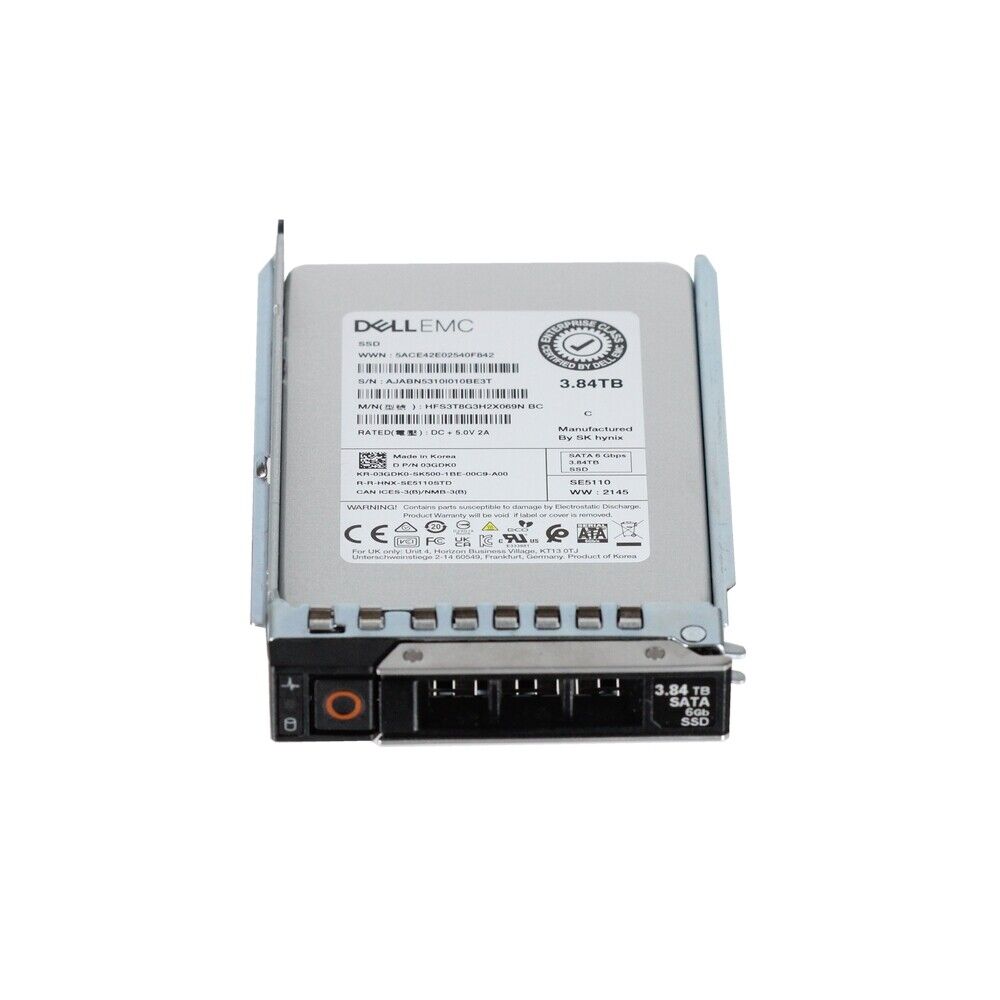 3GDK0 - Dell 3.84TB SATA Triple-Level Cell SFF 2.5" Solid State Drive