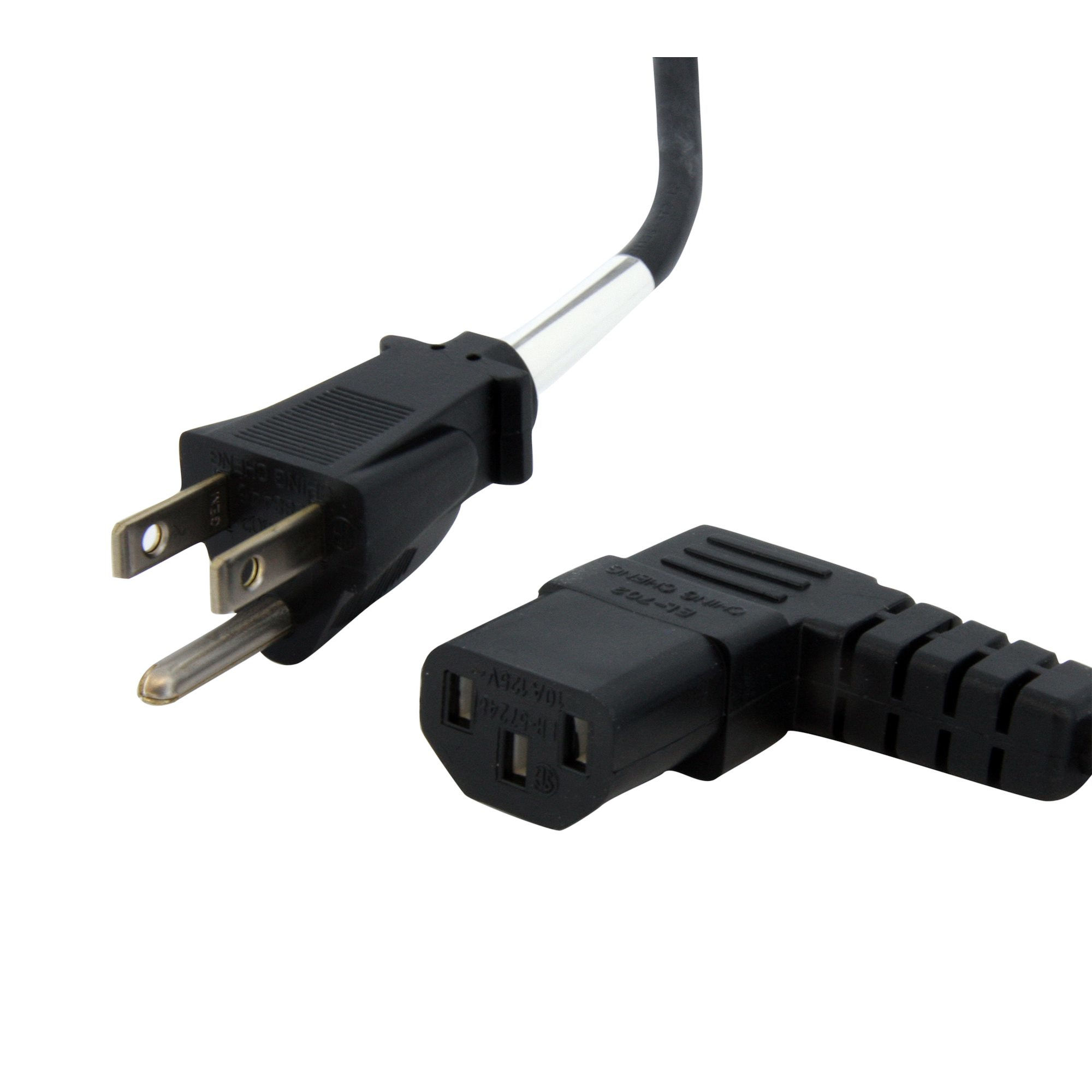 StarTech.com 6ft (2m) Computer Power Cord, NEMA 5-15P to Right Angle C13, 10A 125V, 18AWG, Black Replacement AC Power Cord, Printer Power Cord, PC Power Supply Cable, Monitor Power Cable - UL Listed