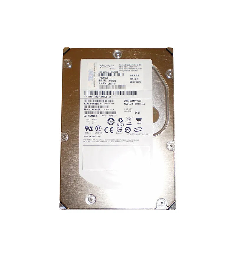 40K1028 - IBM 146GB 15000RPM SCSI 320MB/s 3.5-in Hard Drive