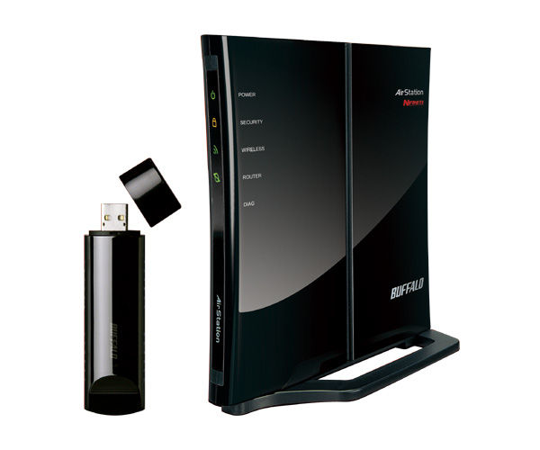 Buffalo Wireless-N Nfiniti Broadband Router & USB Adapter Starter Kit wireless router Black