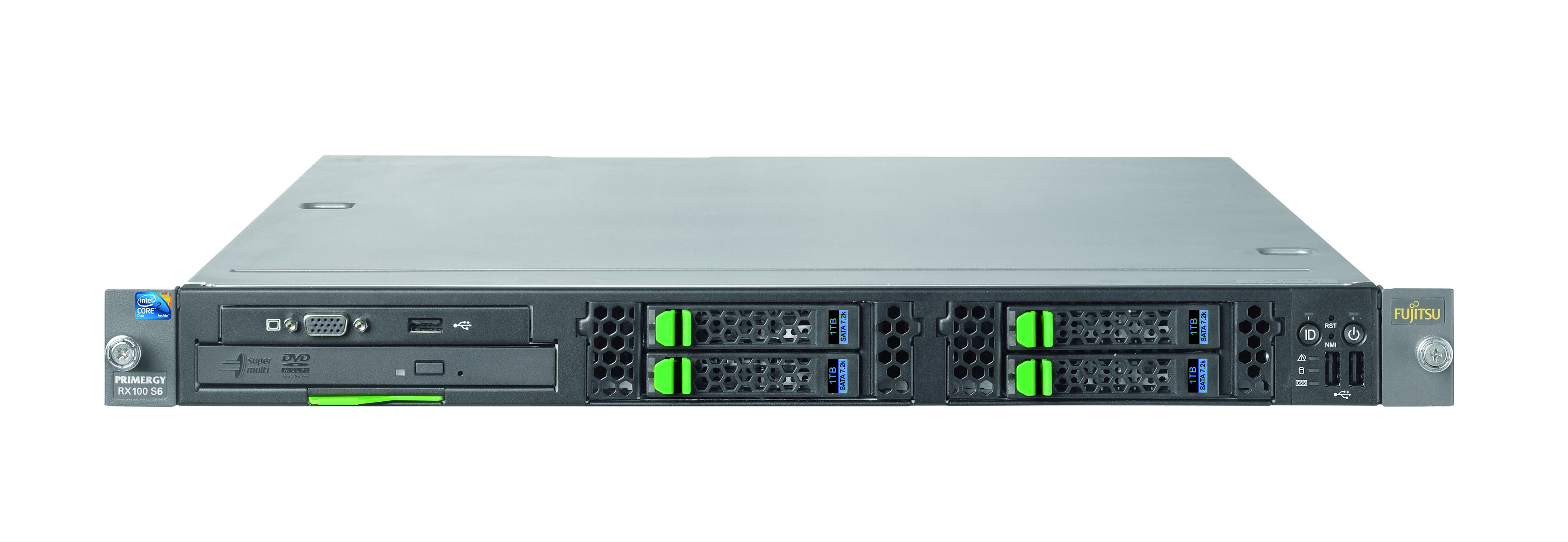 Fujitsu PRIMERGY RX100 S6 server 320 GB Rack (1U) Intel® Pentium® G6950 2.8 GHz 2 GB DDR3-SDRAM 350 W