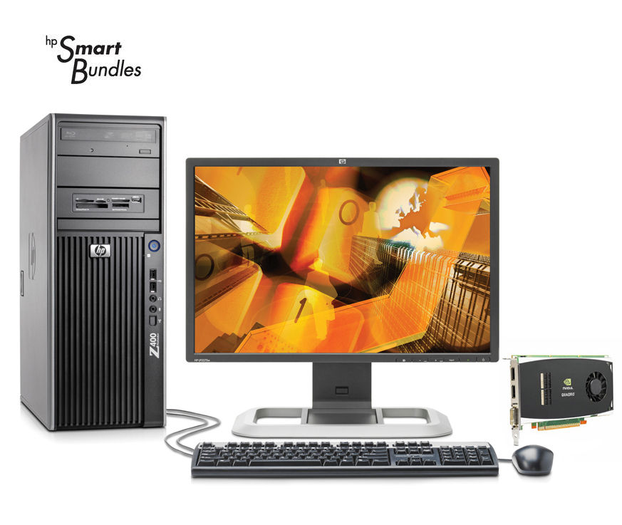 HP Z400 CMT + NVIDIA Quadro FX1800 + LP2475w Intel® Xeon® 3000 Sequence W3520 4 GB DDR3-SDRAM Windows 7 Professional Minitower Workstation