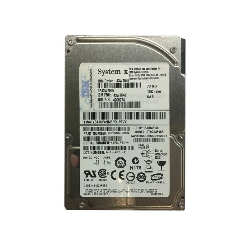 42C0274 - IBM 73.4GB 15000RPM SAS 3Gb/s Hot Swap 2.5-in HDD
