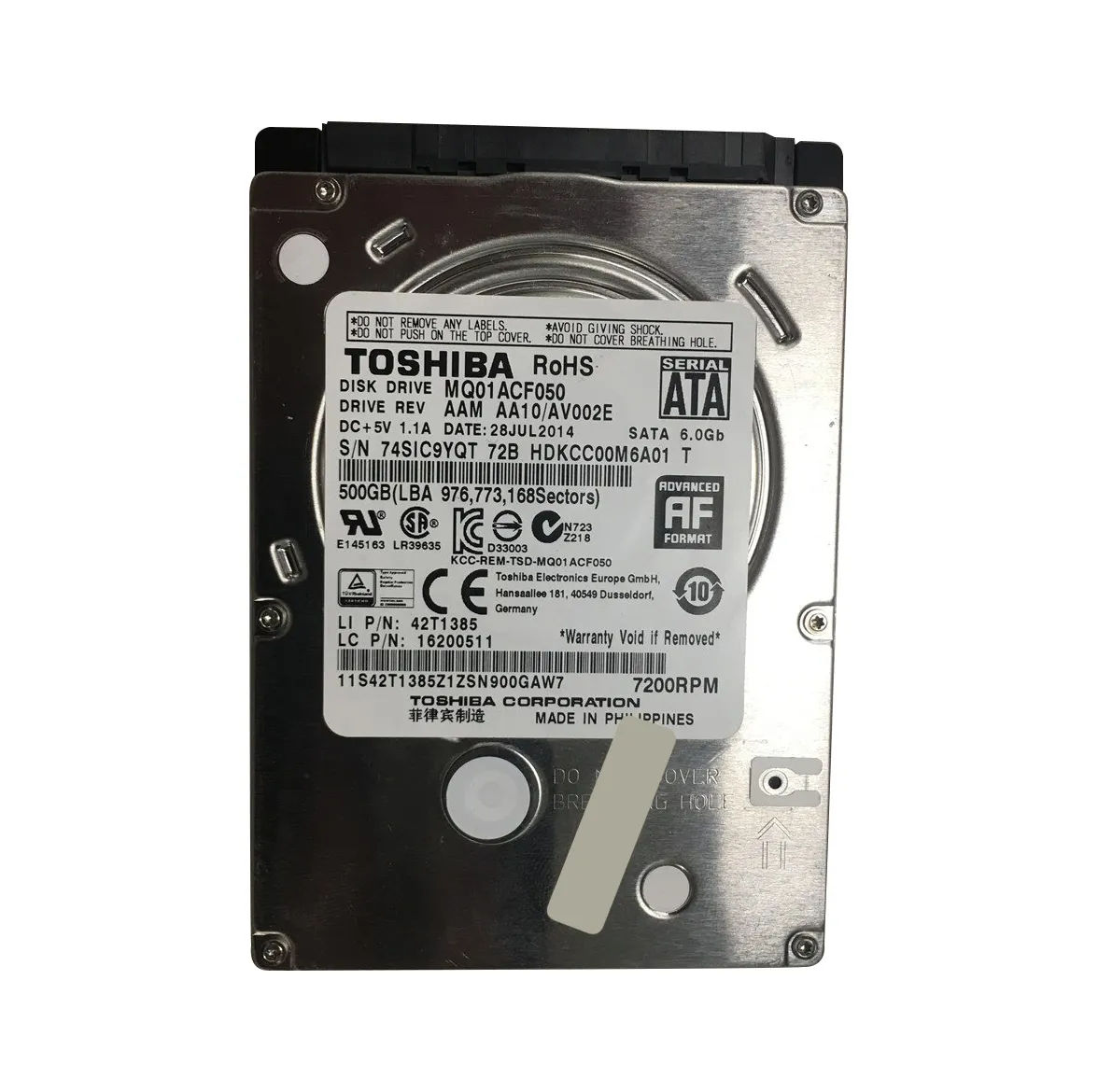 42T1385 - Lenovo 500GB 7200RPM SATA 6Gb/s 2.5-in Hard Drive