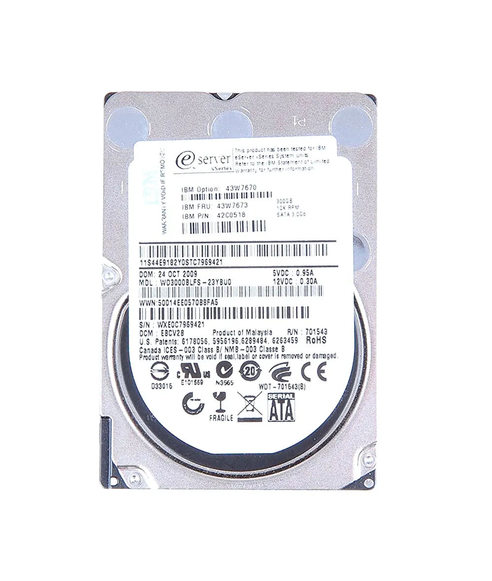 43W7673 - IBM 300GB 10000RPM SATA 3Gb/s 2.5-in Hard Drive