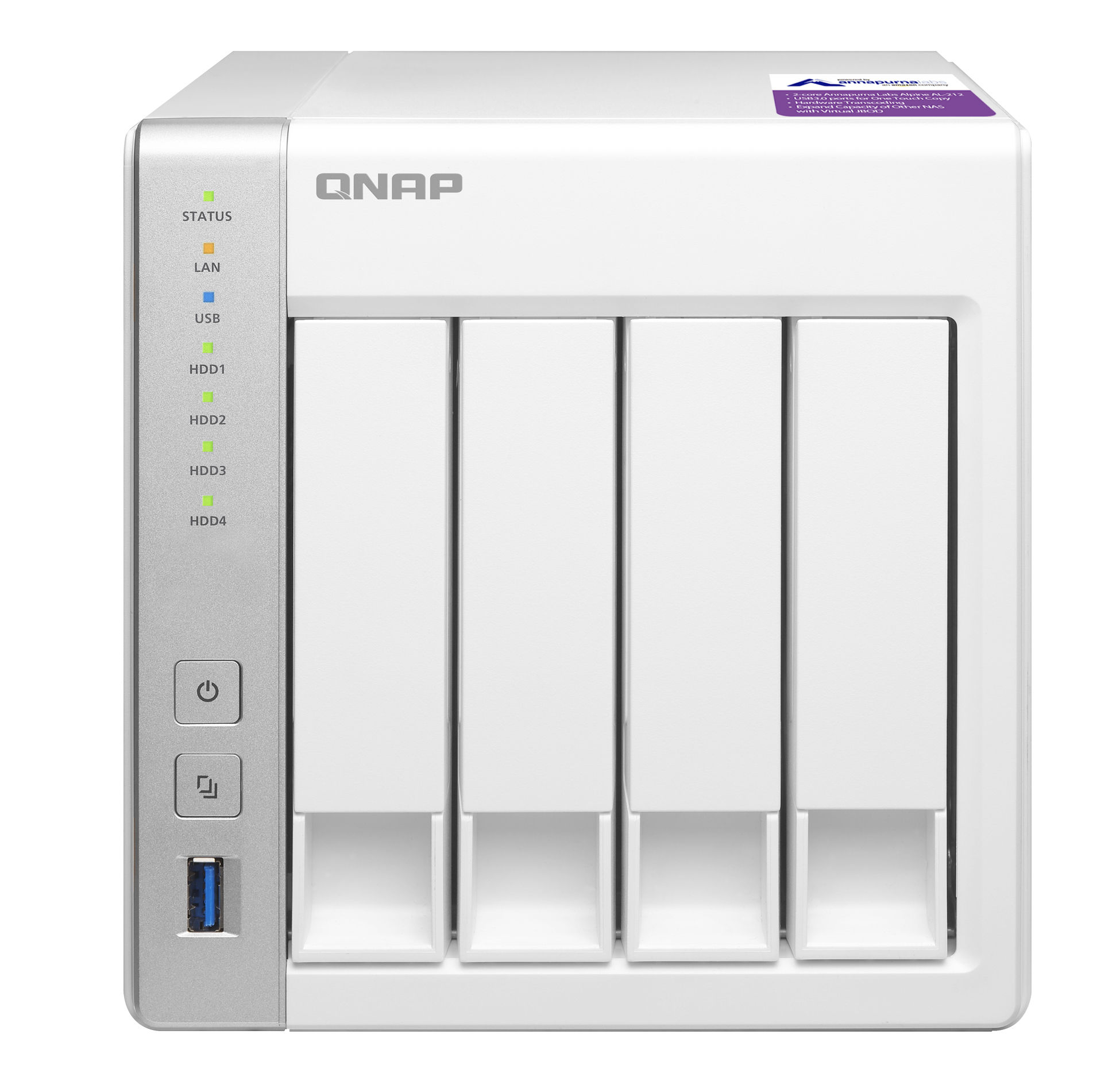 QNAP TS-431P NAS/storage server Tower Annapurna Labs AL212 1 GB DDR3 0 TB QNAP Turbo System White