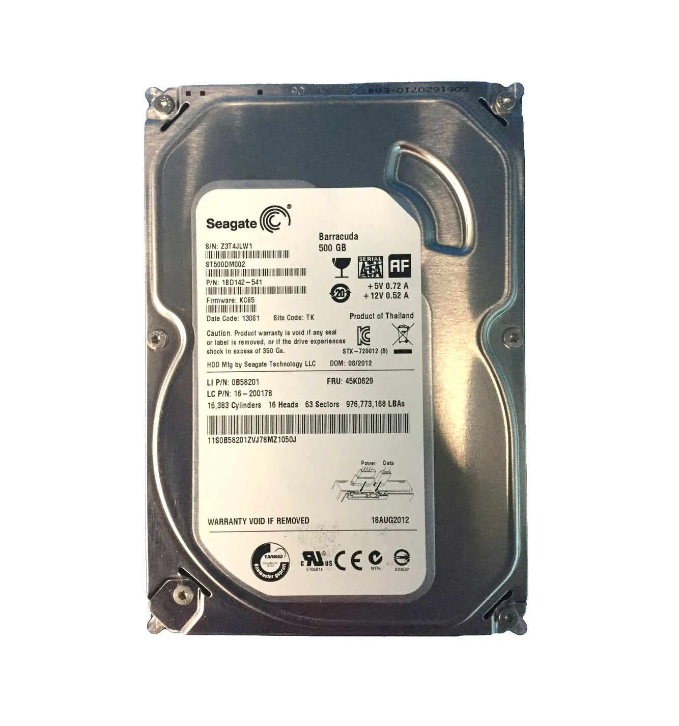 45K0629 - IBM Lenovo 500GB 7200RPM SATA 3.5-inch Hard Disk Drive