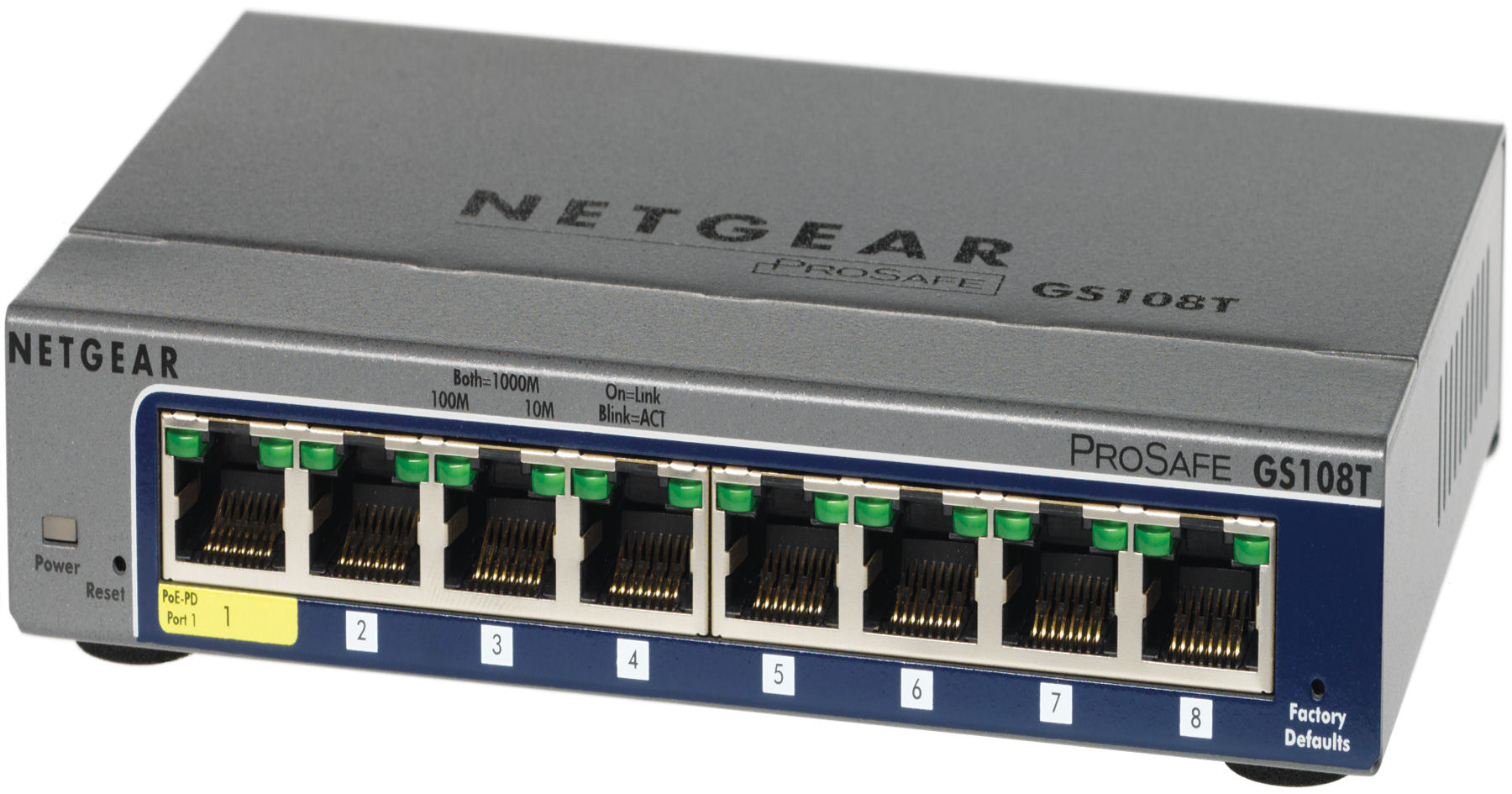NETGEAR GS108T-200 Managed L2 Gigabit Ethernet (10/100/1000) Grey