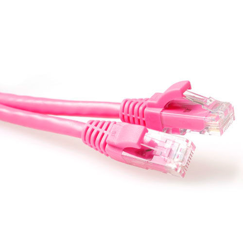 ACT Pink 0.5 meter U/UTP CAT6 patch cable snagless with RJ45 connectors