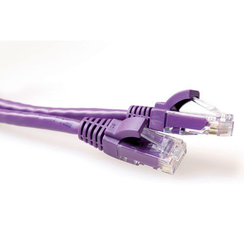 ACT Purple 3 meter U/UTP CAT6 patch cable snagless with RJ45 connectors