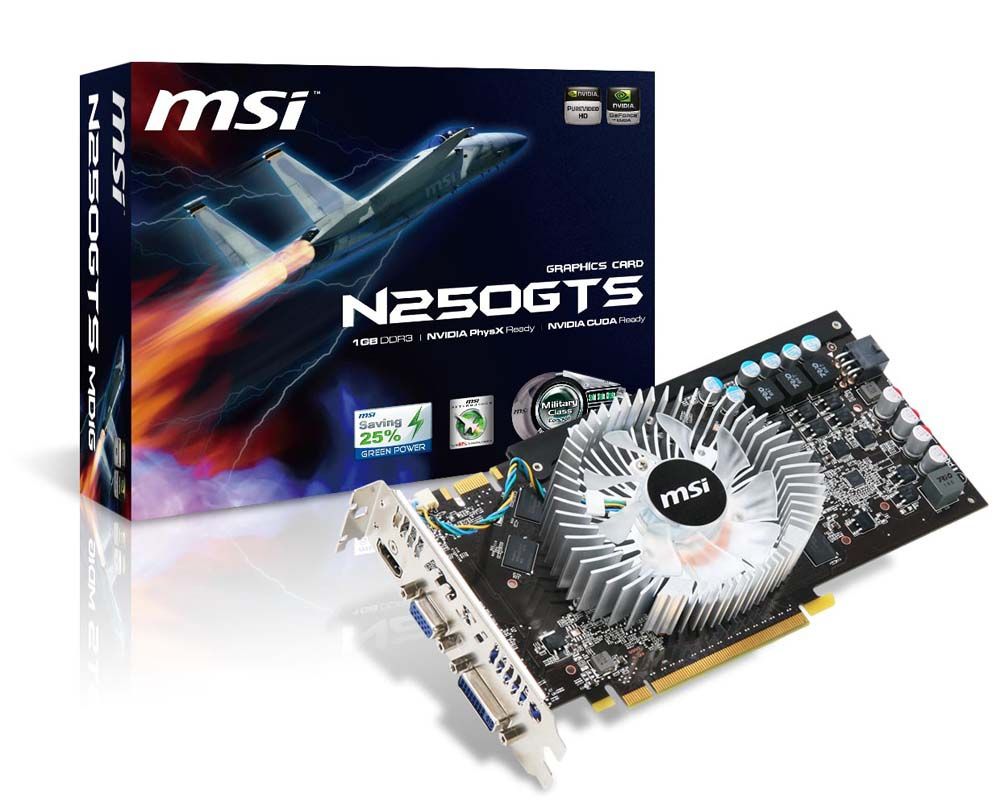 MSI N250GTS-MD1G graphics card GeForce GTS 250 1 GB GDDR3