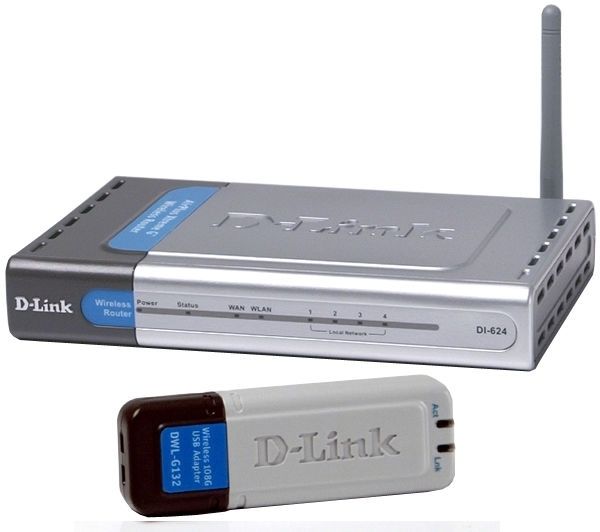 D-Link DI-624 4 port + DWL-G132 wireless network adapter wireless router