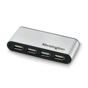 Kensington 4-Port USB 2.0 Pocket Hub 480 Mbit/s Black, Silver