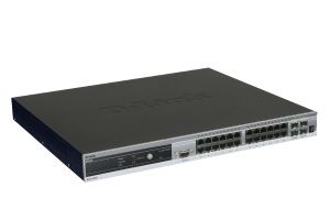 D-Link xStack 24-port Gigabit L2+ Stackable Managed Switch with 4 Combo SFP, 10GE module slots & PoE Power over Ethernet (PoE)