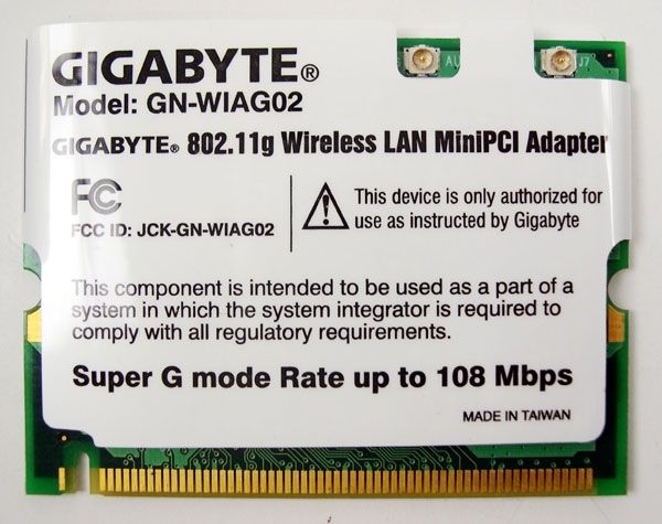 GIGABYTE GN-WIAG02 network card 108 Mbit/s