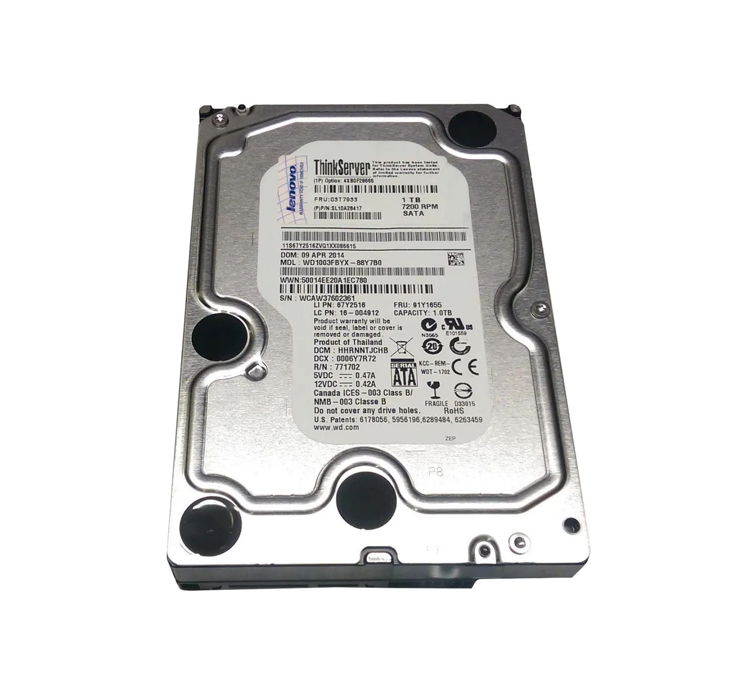 4XB0F28665 - Lenovo 1TB 7200RPM SATA 6Gb/s 3.5-inch Hard Drive