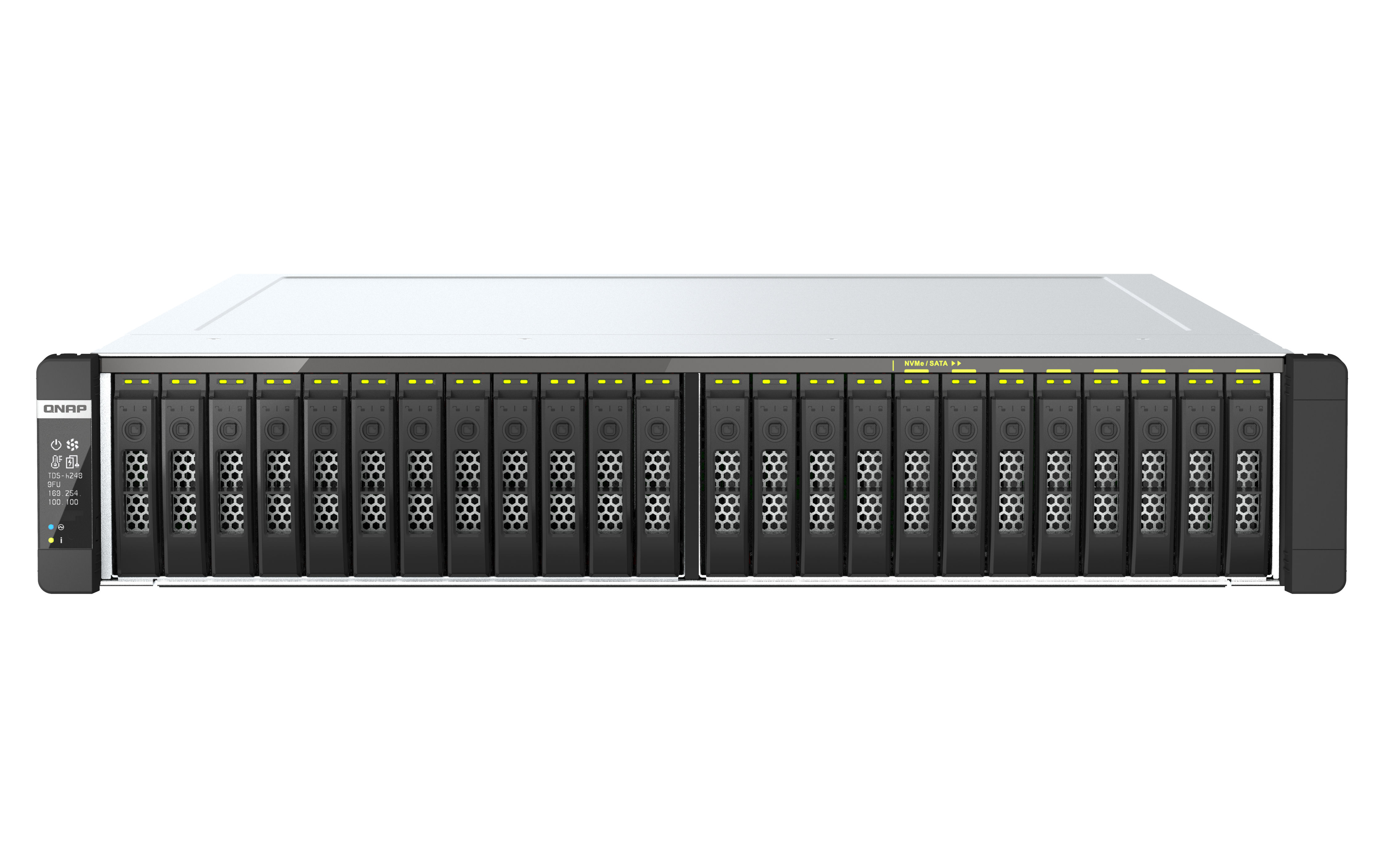 QNAP TDS-h2489FU Storage server Rack (2U) Intel Xeon Silver 4309Y 64 GB DDR4 0 TB QuTS hero Black, Silver